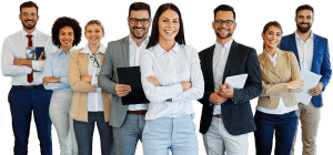Group of business professionals facing towards camera